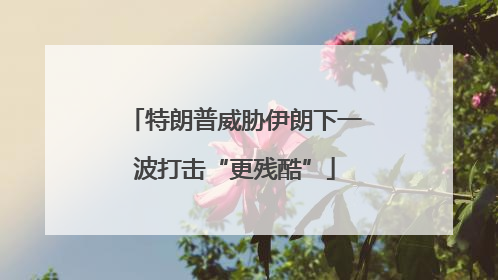 特朗普威胁伊朗下一波打击“更残酷”
