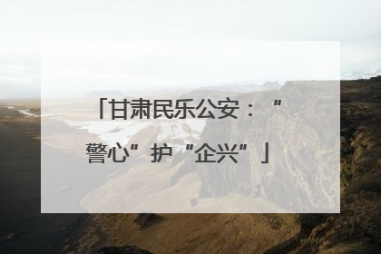 甘肃民乐公安：“警心”护“企兴”