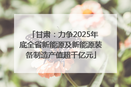 甘肃：力争2025年底全省新能源及新能源装备制造产值超千亿元
