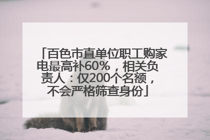 百色市直单位职工购家电最高补60％，相关负责人：仅200个名额，不会严格筛查身份