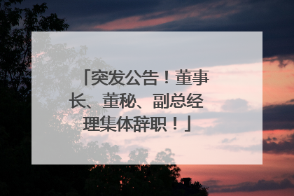 突发公告！董事长、董秘、副总经理集体辞职！