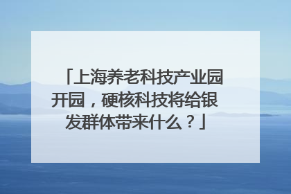 上海养老科技产业园开园，硬核科技将给银发群体带来什么？