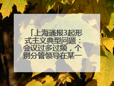 上海通报3起形式主义典型问题：会议过多过频，个别分管领导在某一天同一时段需参加3个会议