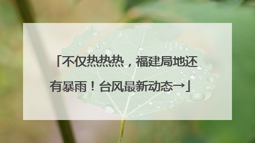 不仅热热热，福建局地还有暴雨！台风最新动态→