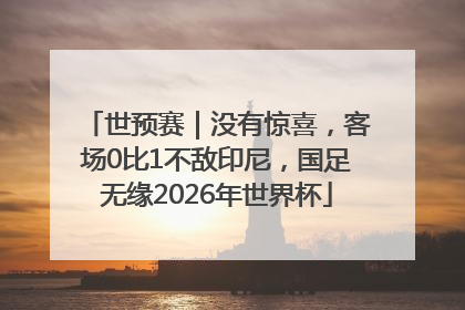 世预赛｜没有惊喜，客场0比1不敌印尼，国足无缘2026年世界杯