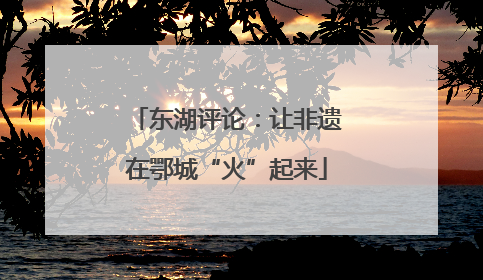 东湖评论：让非遗在鄂城“火”起来