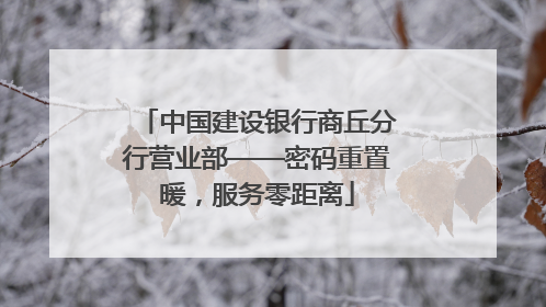 中国建设银行商丘分行营业部——密码重置暖，服务零距离