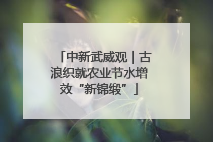 中新武威观｜古浪织就农业节水增效“新锦缎”