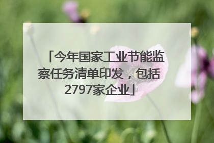 今年国家工业节能监察任务清单印发，包括2797家企业