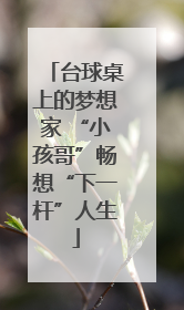 台球桌上的梦想家 “小孩哥”畅想“下一杆”人生