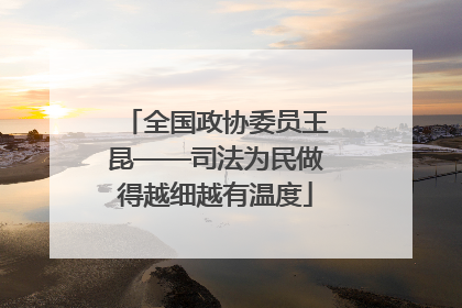 全国政协委员王昆——司法为民做得越细越有温度