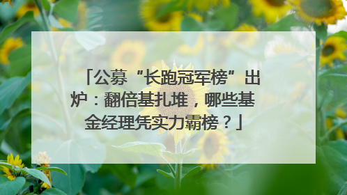 公募“长跑冠军榜”出炉：翻倍基扎堆，哪些基金经理凭实力霸榜？