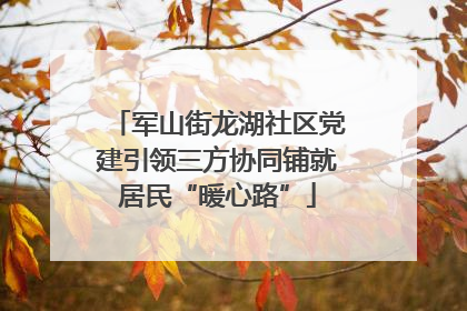 军山街龙湖社区党建引领三方协同铺就居民“暖心路”