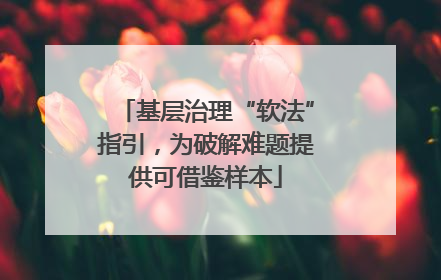 基层治理“软法”指引，为破解难题提供可借鉴样本