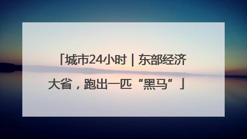 城市24小时｜东部经济大省，跑出一匹“黑马”