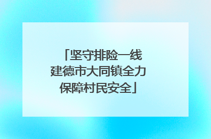 坚守排险一线 建德市大同镇全力保障村民安全