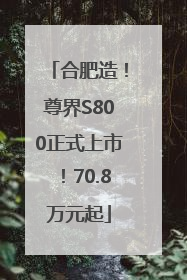 合肥造！尊界S800正式上市！70.8万元起