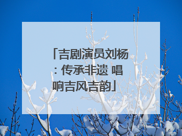 吉剧演员刘杨：传承非遗 唱响吉风吉韵