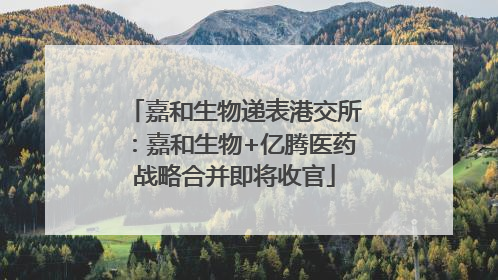 嘉和生物递表港交所：嘉和生物+亿腾医药战略合并即将收官