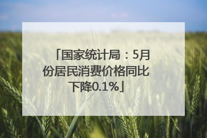 国家统计局：5月份居民消费价格同比下降0.1%