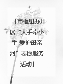市枢纽办开展“大手牵小手 爱护母亲河”志愿服务活动