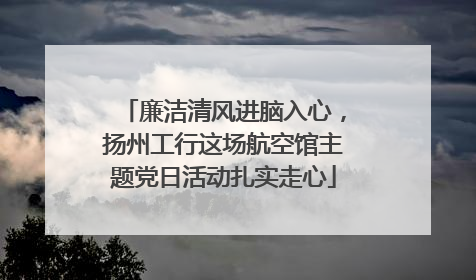 廉洁清风进脑入心，扬州工行这场航空馆主题党日活动扎实走心