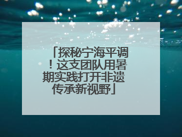 探秘宁海平调！这支团队用暑期实践打开非遗传承新视野