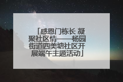 感恩门栋长 凝聚社区情——杨园街道四美塘社区开展端午主题活动