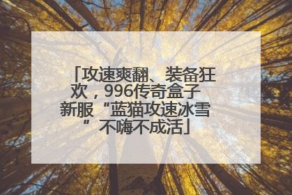 攻速爽翻、装备狂欢，996传奇盒子新服“蓝猫攻速冰雪”不嗨不成活