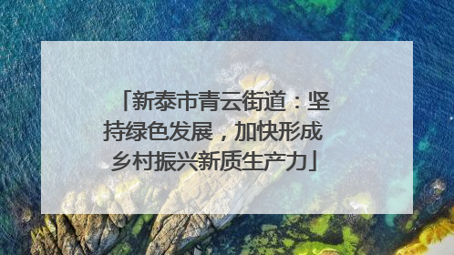 新泰市青云街道：坚持绿色发展，加快形成乡村振兴新质生产力