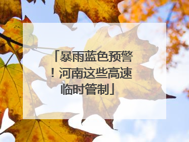 暴雨蓝色预警！河南这些高速临时管制