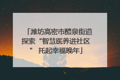 潍坊高密市醴泉街道探索“智慧医养进社区” 托起幸福晚年
