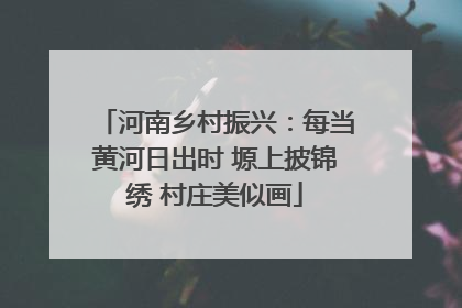 河南乡村振兴：每当黄河日出时 塬上披锦绣 村庄美似画