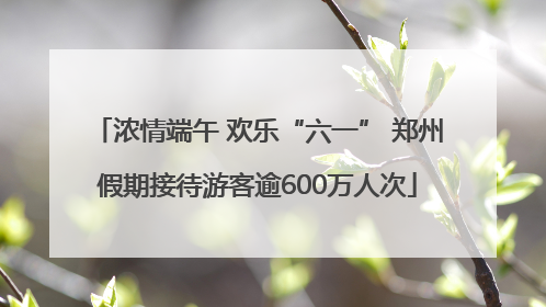 浓情端午 欢乐“六一” 郑州假期接待游客逾600万人次