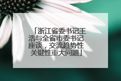 浙江省委书记王浩与全省市委书记座谈，交流趋势性关键性重大问题