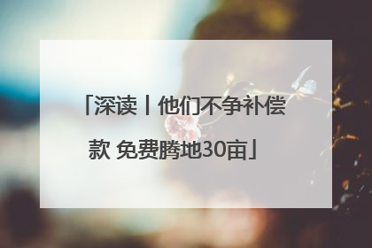深读丨他们不争补偿款 免费腾地30亩