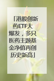港股创新药ETF大爆发，多只医药主题基金净值再创历史新高
