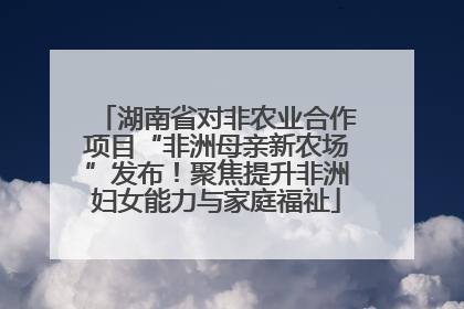 湖南省对非农业合作项目“非洲母亲新农场”发布！聚焦提升非洲妇女能力与家庭福祉