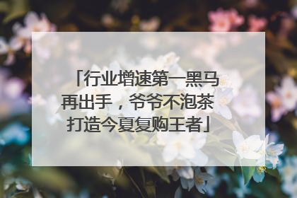 行业增速第一黑马再出手，爷爷不泡茶打造今夏复购王者