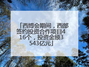 西博会期间，西部签约投资合作项目416个，投资金额3543亿元