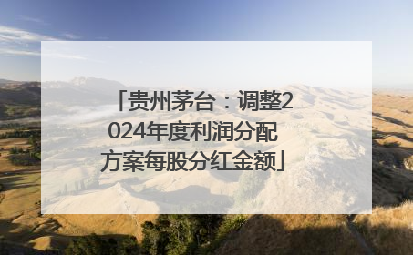 贵州茅台：调整2024年度利润分配方案每股分红金额