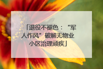 退役不褪色：“军人作风”破解无物业小区治理顽疾