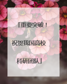 重要突破！祝贺我国高校科研团队