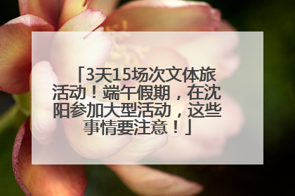 3天15场次文体旅活动！端午假期，在沈阳参加大型活动，这些事情要注意！
