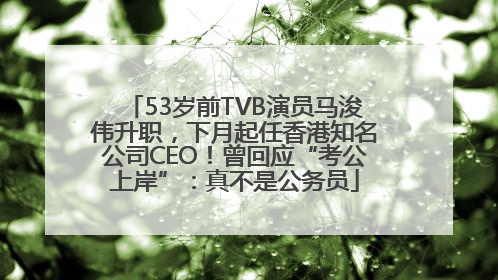53岁前TVB演员马浚伟升职，下月起任香港知名公司CEO！曾回应“考公上岸”：真不是公务员